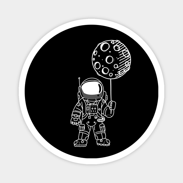 Astronaut Moon Balloon Magnet by Vin Zzep